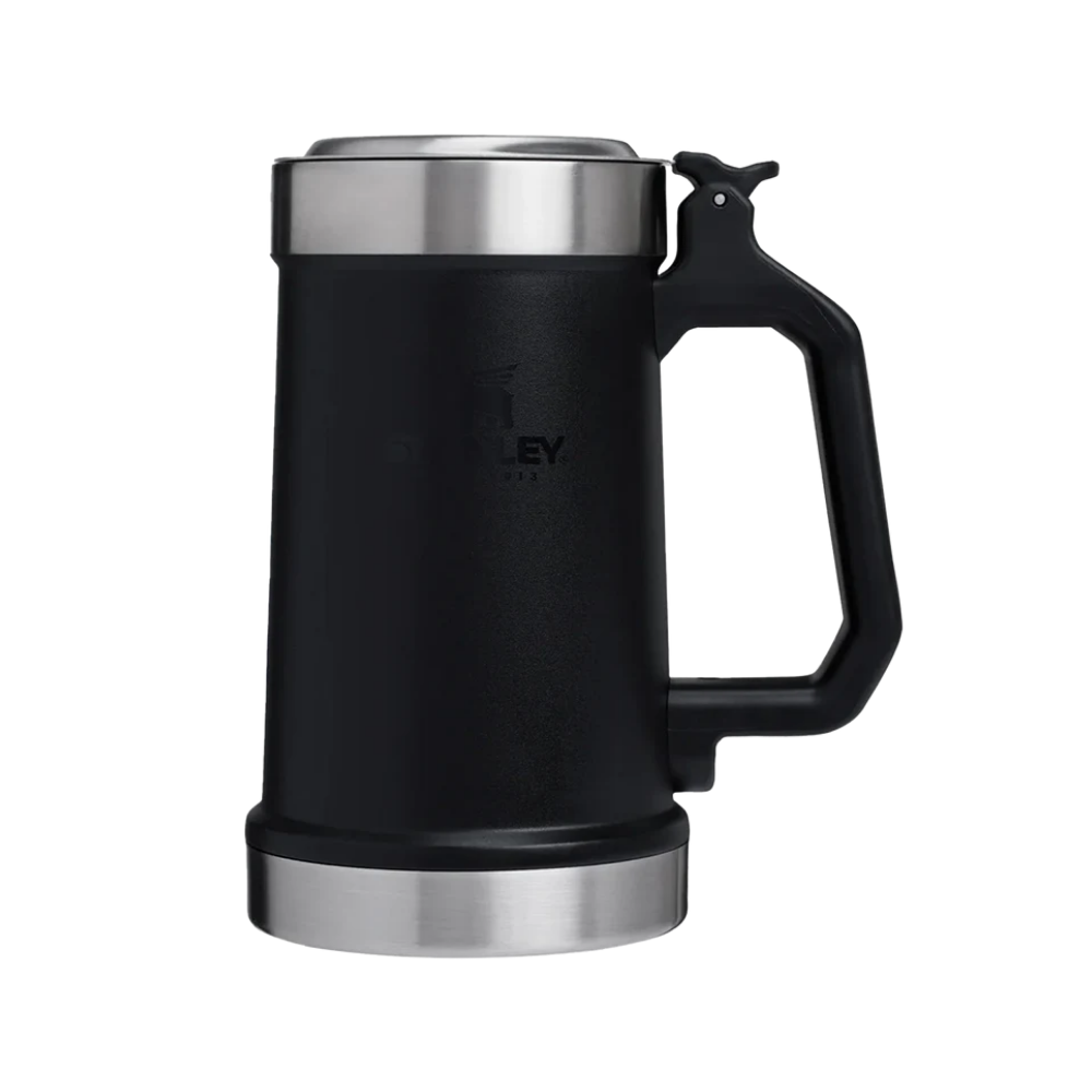 BEER STEIN CON TAPA Y ABRIDOR 710 ML NEGRO