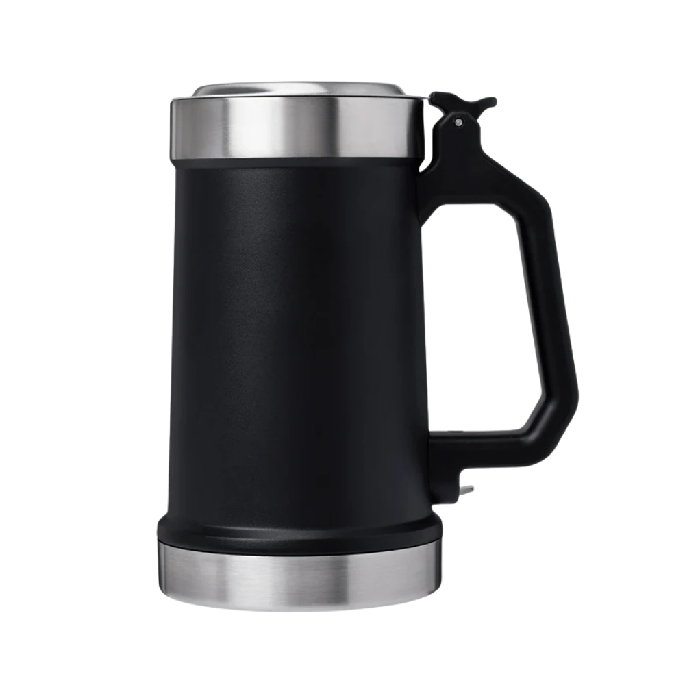 BEER STEIN CON TAPA Y ABRIDOR 710 ML NEGRO