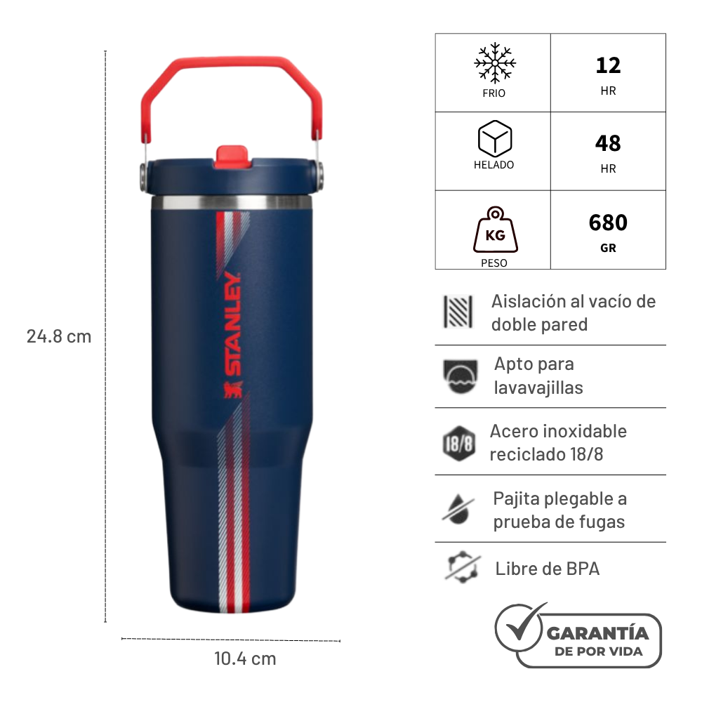 FLIP STRAW TUMBLER NAVY RED 887 ML