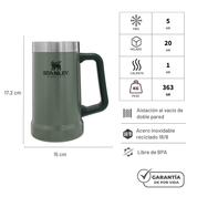 BEER STEIN HAMMERTONE GREEN 709 ML